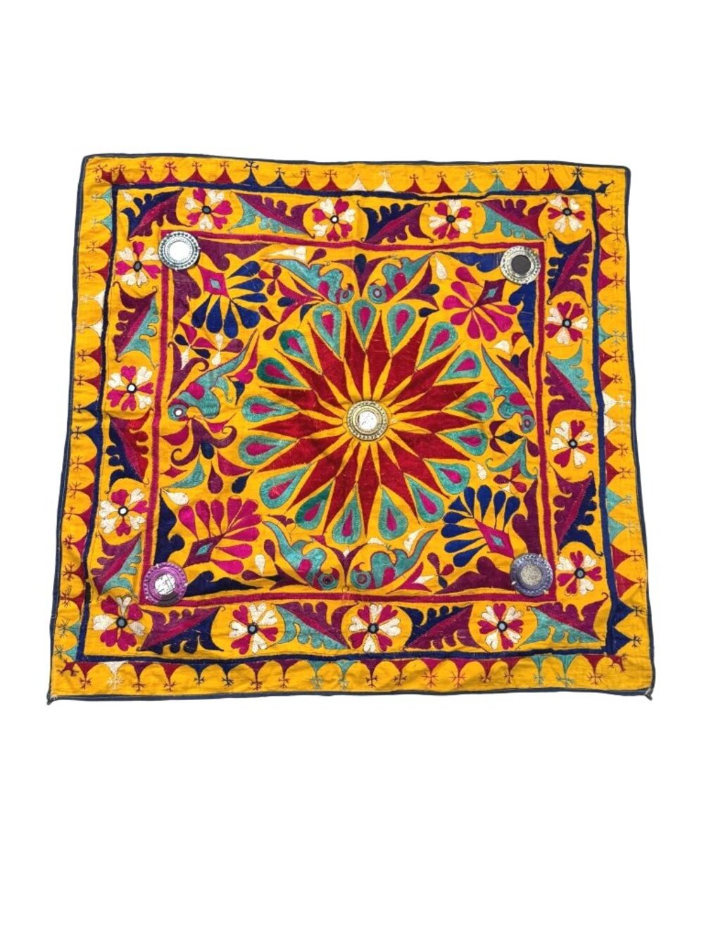 Hand Embroidered Wall Hanging Tapestry Embellished Textile Vintage Indian Ethnic